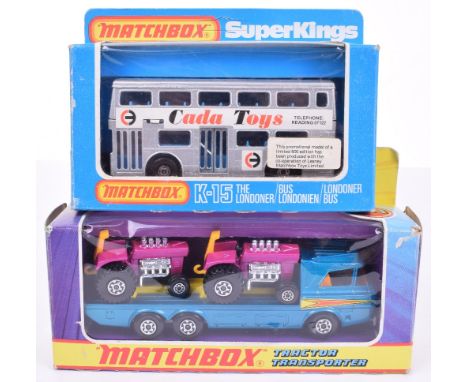 Two Matchbox Superkings Boxed Models K-15 Superkings The Londoner Bus ‘Cada Toys’ silver body, promotional model of limited e