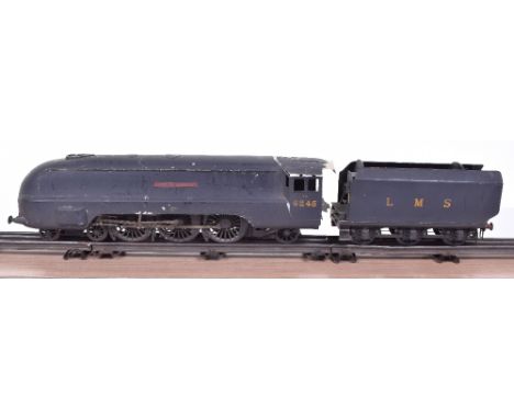 Scratch/kit built two 0 gauge 4-6-2 Streamlined locomotives, white metal and brass two-rail electric LMS 4-6-2 Coronation cla