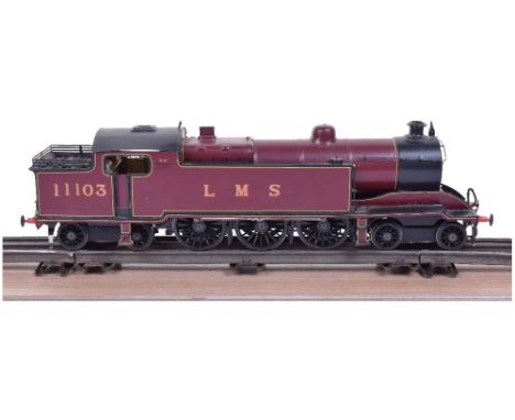 Gladiator kit built 0 gauge 4-6-4 LMS tank engine, brass two-rail electric locomotive No.11103 with detailed brakes, steps, s