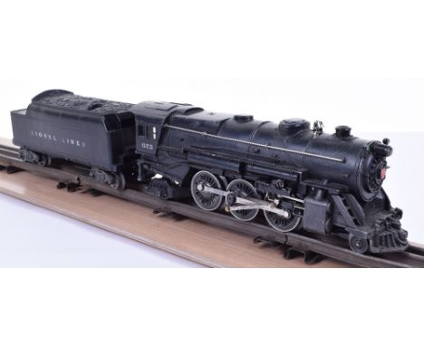 Lionel (post-war) 675 2-6-2 Prairie type locomotive and tender, engine with Baldwin Disc embossed wheels, 6466W Lionel Lines 