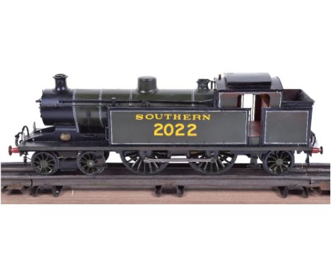 Scratch/kit built 0 gauge 4-4-2 Southern Tank engine No.2022, two-rail electric locomotive with external piping and other det
