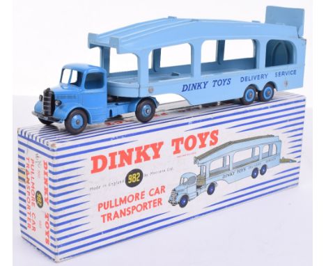 Dinky Toys 982 Bedford Pullmore Car Transporter, blue cab/wheel hubs, light blue back in  excellent  condition, a few tiny pa