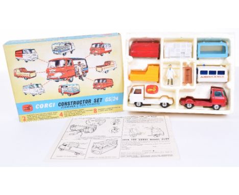 Corgi Toys Commer Constructor Gift Set 24, 2 cab/chassis units, 4 x interchangeable bodies, milkman, milk crates and bench se