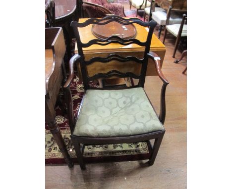 A GOOD HEPPLEWHITE MAHOGANY LADDER BACK ARMCHAIR c.1800 with drop in seat