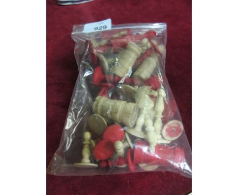 AN IVORY CHESS SET with bag