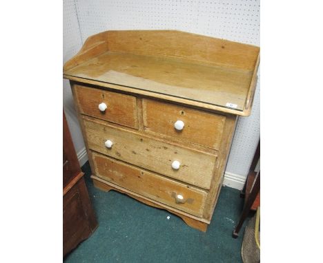 A VICTORIAN PINE CHEST of two short and three long drawers on bracket feet 100cm (h) x 90cm (w) x 43cm (d)