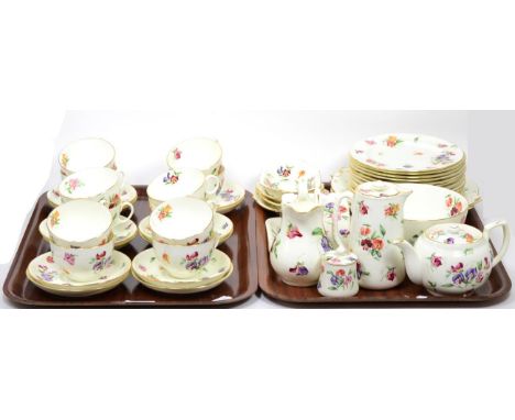 A Hammersley floral painted part tea service