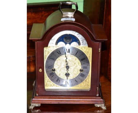 A chiming mantel clock with moonphase display, movement signed Franz Hermle, made in Germany 