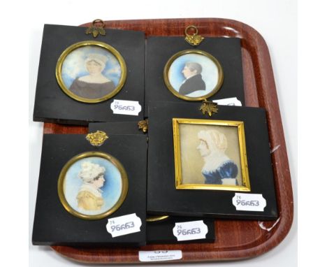 A group of late 18th/ early 19th century portrait miniatures, some painted on ivory including a study of Rachel Straker circa