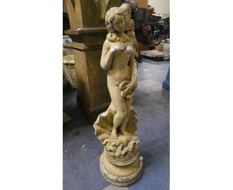 A Reconstituted Stone Garden Figure of Venus, 63cms High 