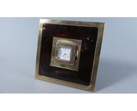 A Modern Brass Framed Easel Back Watch Holder, with Antichoc Movement, 10cms Square 