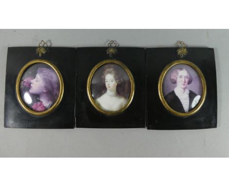 Three Reproduction Miniature Portrait Prints by Regali 