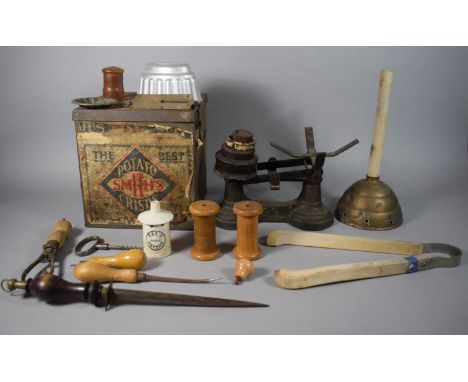 A Collection of Vintage Kitchen &amp; Household Items to Include Iron Based Scales &amp; Weights (No Pan) Pocket Balance Scal