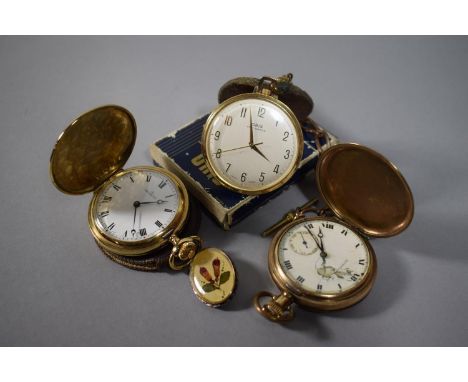 An Oris Art Deco Style Swiss Made Gold Plated Anti-Shock Pocket Watch with Original Box, on Dated Chain Together with Two Oth