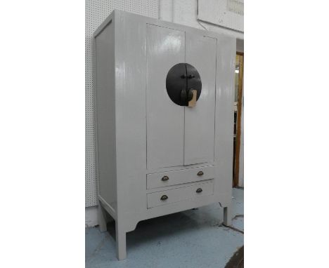 MARRIAGE CABINET, 58cm D x 180cm H x 116cm W, Chinese Shanxi style, grey painted. 