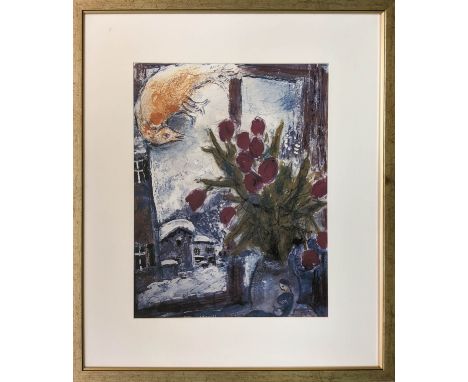 MARC CHAGALL 'Tulips on a Windowsill', lithograph, signed in the plate, 35cm x 45cm, farmed and glazed. 