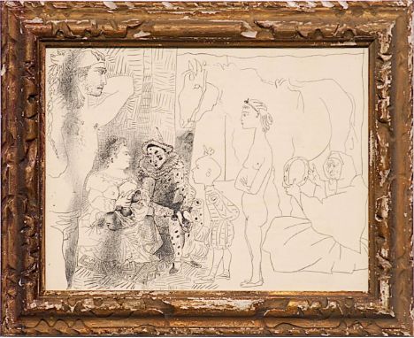 PABLO PICASSO 'Femme avec Cheval', lithograph, printed by Young &amp; Klein, Cincinnati suite, 26cm x 34cm, framed and glazed