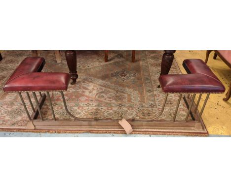 CLUB FENDER, 135cm x 43cm x 51cm H, red upholstered seat, adjustable width. 