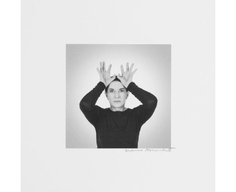 Marina Abramovic (Serbian, born 1946)Hands as Energy Receivers Black and white pigment print, 2014, on wove paper, signed in 