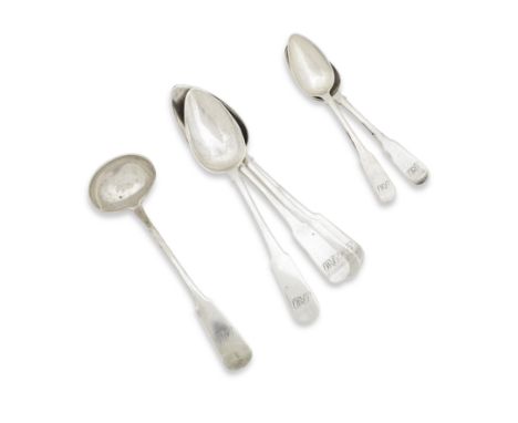 A collection of Scottish provincial fiddle pattern flatwarevarious makers Comprising four dessert spoons by Robert Keay of Pe