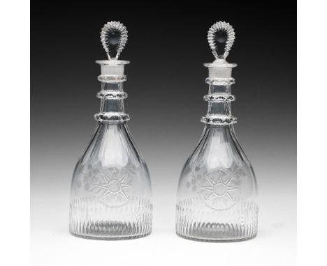 Jacobite significance: A pair of George III decantersCirca 1780Of 'Prussian' form and of possible Jacobite significance, cut 