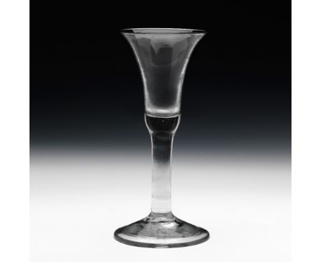 A diamond point engraved Jacobite wine glassCirca 1745The bell-shaped bowl on a plain stem and conical foot, the bowl inscrib