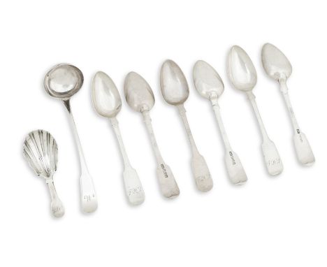 Perth: A provincial fiddle pattern caddy spoonBy A Cameron of Perth Four marks: AC, double-headed eagle, S, Tree With shell b
