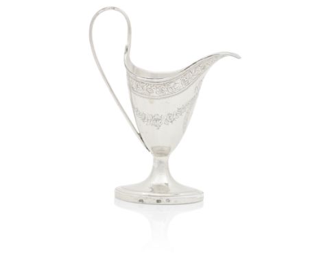 Perth: A George III cream jugBy Robert Keay, Perth, circa 1800 Three marks: RK, RK, double-headed eagle Of helmet form on ova