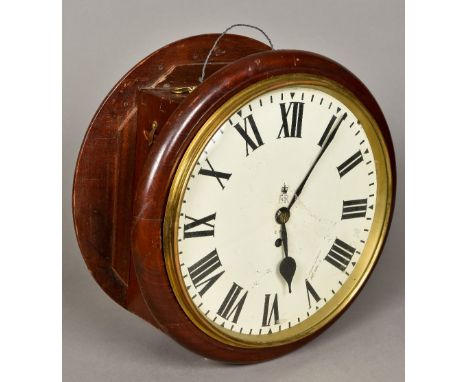 A mahogany cased double dial Post Office clockThe twin white dial with Roman numerals and with Elizabeth II cypher and inscri