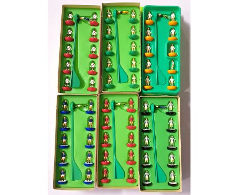 Subbuteo, a boxed group of Teams to include No.34 Juventus, No.41 Liverpool, No.159 Peru and others. Conditions appear Good a