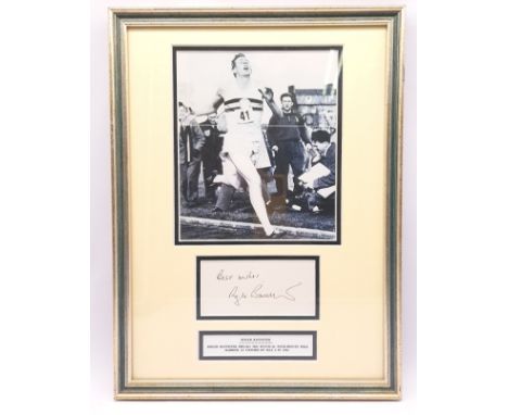 Athletics Memorabilia, signed framed mounted "Roger Bannister" Signature along with mounted photograph/print depicting Roger 