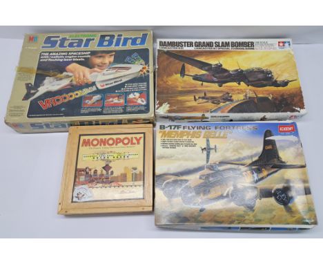 A group of Model kits and other collectables, to include brands; Tamiya, Academy, MB Electronics, as well as Monopoly 'Hong K