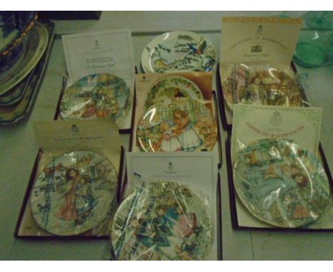 Royal Worcester picture plate, boxed with certificates plus one Wedgwood 'skating on the fen' picture plate