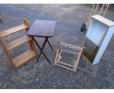 job lot furniture- bookshelf, cabinet, easel and fold down table