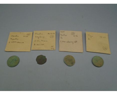 Roman coins x4 Emperors Claudius- Domitian, Trajan 14AD-117AD. These following lots are as found by a metal detectorist over 