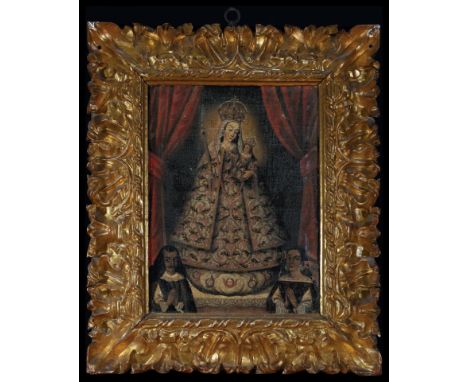 Oil on canvas, with an important frame from the same period in tropical wood gilded with gold leaf: 43 x 33, framed measureme