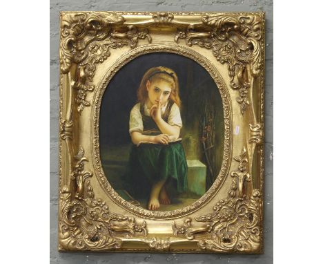 A modern gilt framed oil on canvas portrait of a young girl.