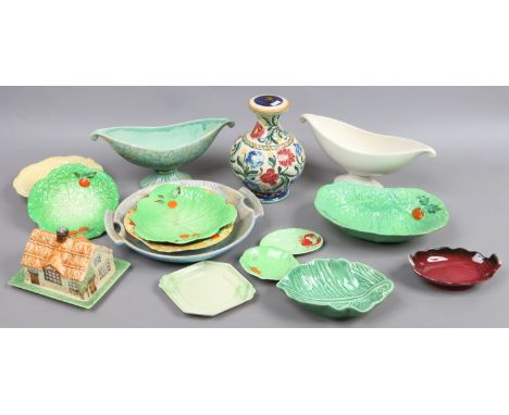 A quantity of collectable ceramics including Carlton ware, Beswick and Crown Devon.