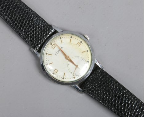 A gentleman's vintage Helvetia stainless steel manual wristwatch with subsidiary seconds. 