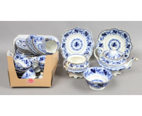 An English porcelain tea service decorated in underglaze blue c1830.