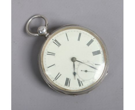 A gentlemans silver case pocket watch with white enamel dial assayed Birmingham 1882. 