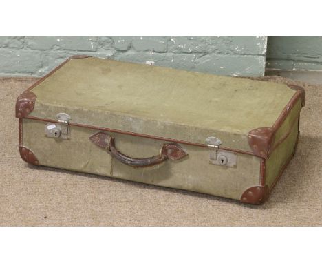 A leather mounted British Army suitcase.