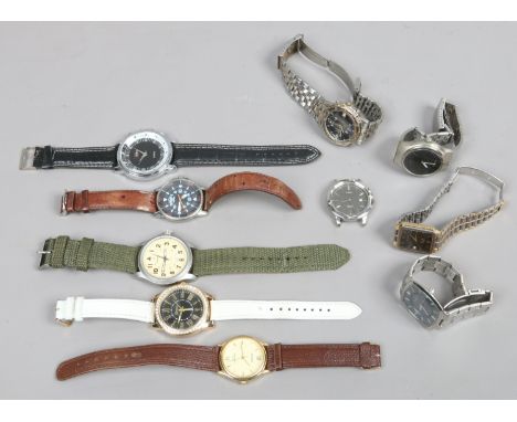 Ten gentlemans quartz wristwatches including a chronograph.