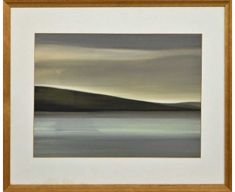 * BET LOW RSW ARSA RGI DLitt (SCOTTISH 1924 - 2007), STILL EVENING mixed media on board, signed, titled labels verso mounted,