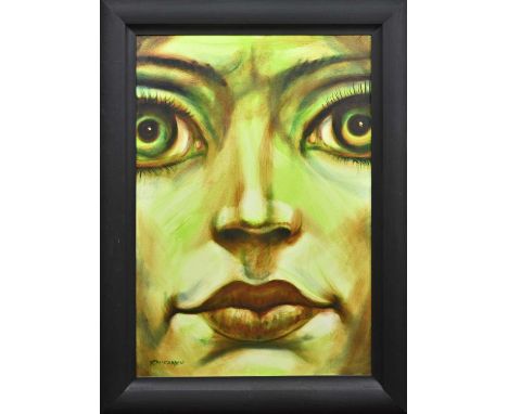 * FRANK MCFADDEN (SCOTTISH b. 1972), PORTRAIT, WOMAN  oil on canvas, signedframedimage size 99cm x 69cm, overall size 123cm x