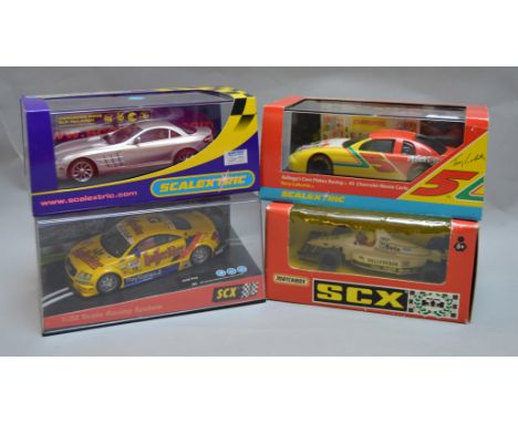 4 SLOT CARS: Scalextric C2632 Mercedes-Benz SLR McLaren Road Car, Scalextric Kellog's Corn Flakes Racing Chevrolet Monte Carl