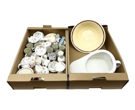 Stone pamchen, together with Hornsea cornrose coffee cans and saucers, Aynsley Pembroke vases, and trinket dishes, Royal Worc