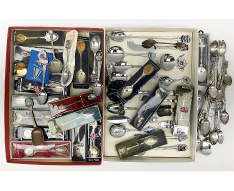 Quantity of silver-plate souvenir spoons to include enamel spoons