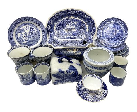 Collection of blue and white ceramics, to include Royal Crown Derby Mikado cup and saucer, pair of William Adams Chinese patt