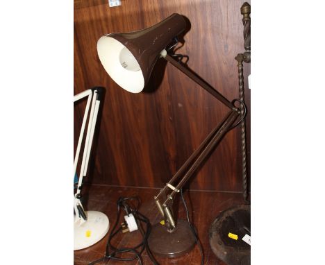 A VINTAGE BROWN ANGLE-POISE LAMP